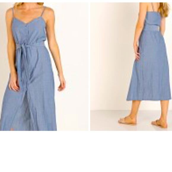 LACAUSA xAnthropologie Chambay Spaghetti Strap Belted Button Down Dress SzXS NWT - Picture 9 of 16